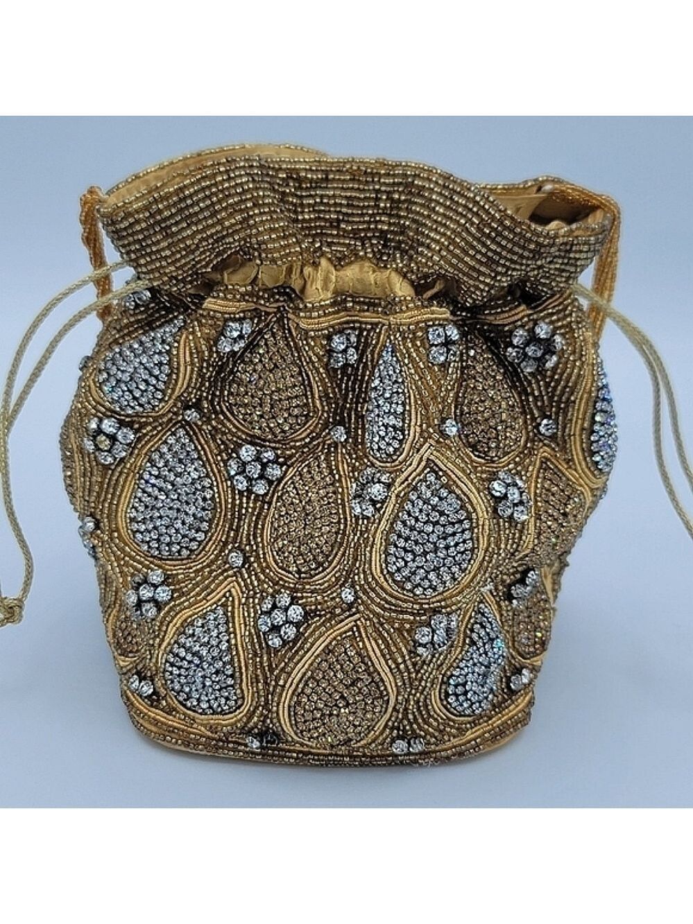 Vintage Style Sparkly Crystal Gold & Silver Purse Handbag #1517